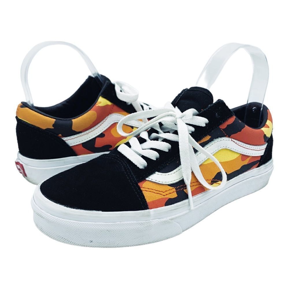 Vans | Pop Camo Old Skool Black/Spicy Orange Skate Shoes M 5.5 W 7